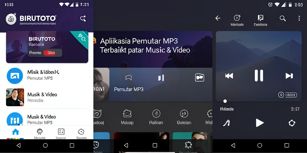 Antarmuka BIRUTOTO dengan fitur Pemutar MP3 yang intuitif.