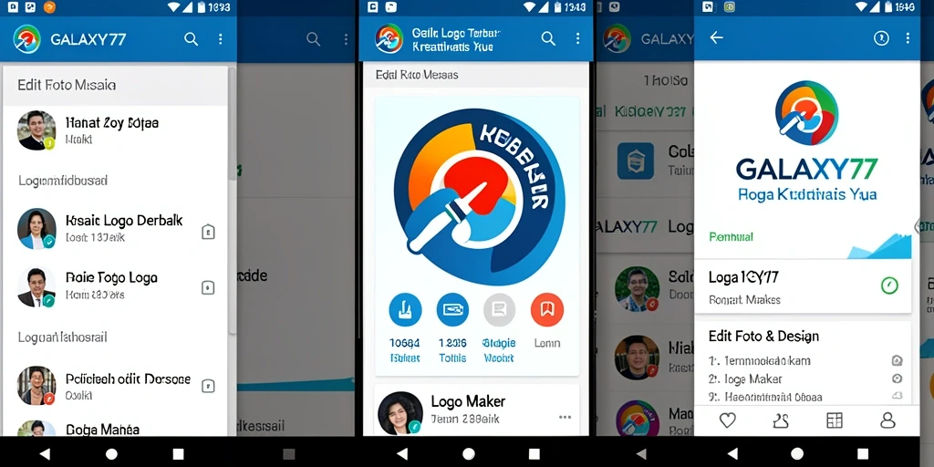 Antarmuka GALAXY77 untuk pembuatan logo yang intuitif dan menarik.