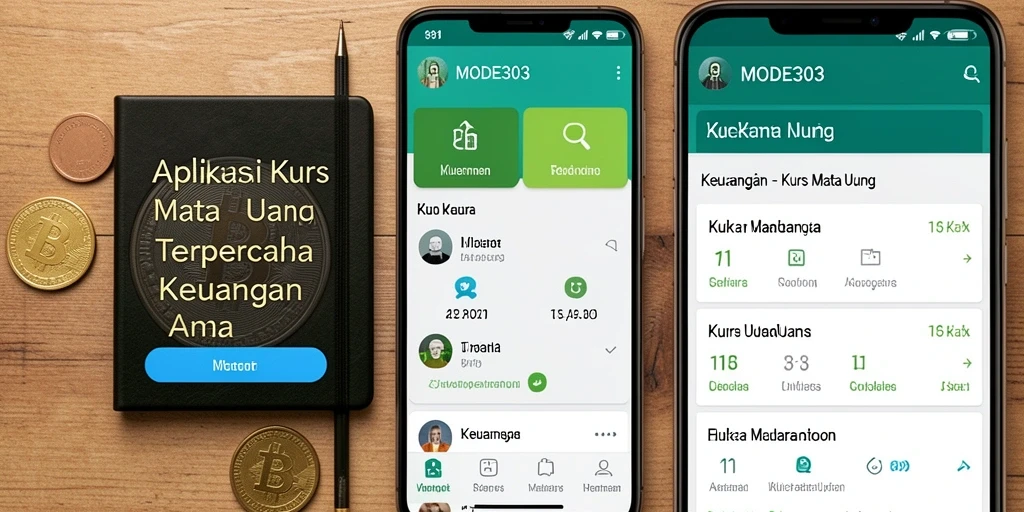 Antarmuka aplikasi MODE303 yang menampilkan nilai tukar mata uang terkini.