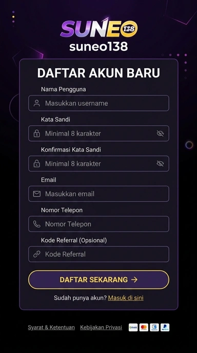 Cara Mudah Buat Akun Baru suneo138 di Android